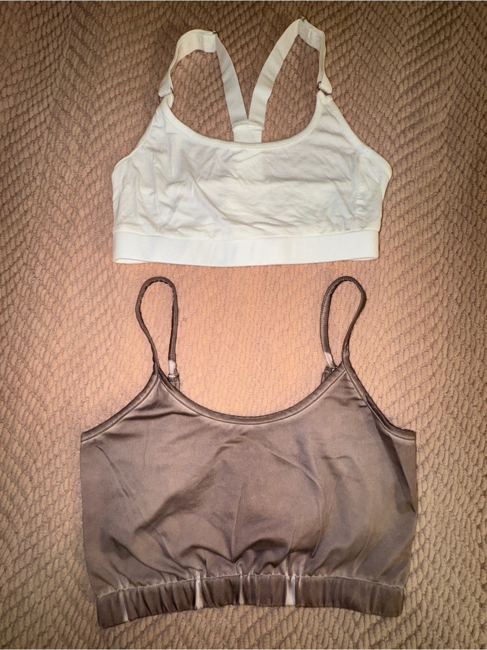POL Set of 2 Bralettes Size Small White & Taupe NWT/NIP